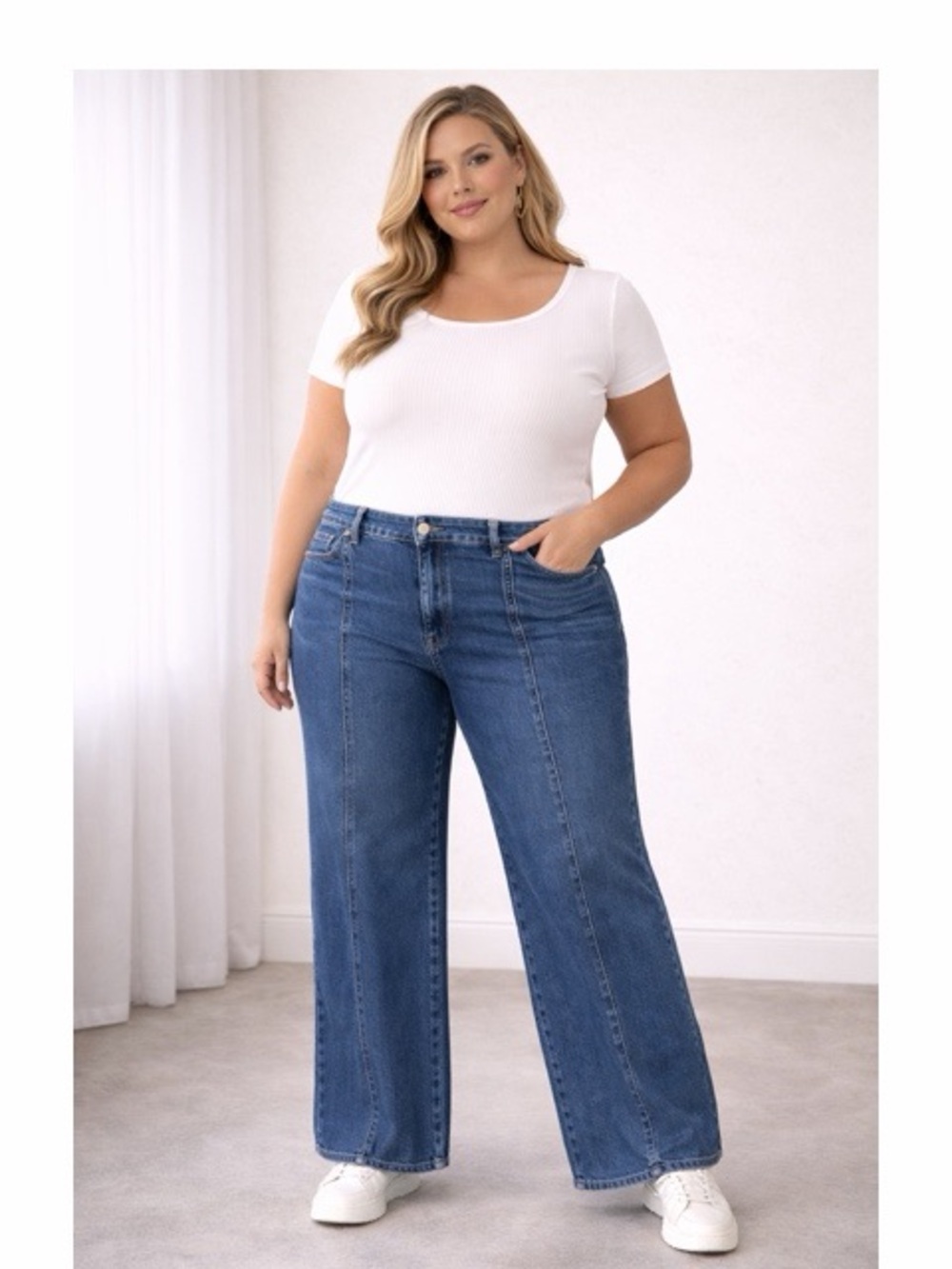 Flamingals‎ Front Seam High Rise Wide Leg Jeans NWT